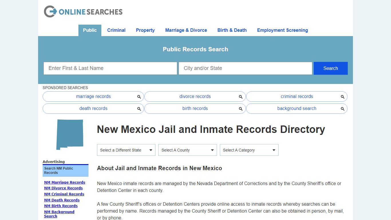 New Mexico Jail and Inmate Records Search Directory - OnlineSearches.com